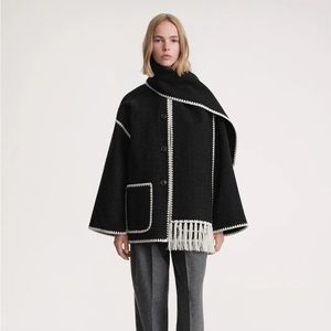 Embroidered scarf jacket dark grey mélange